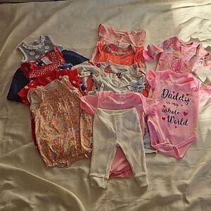 Carter's Baby Girl Oncies Bundle Of 12 Lot 6-9 Months